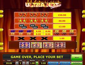 Таблица выплат в Ultra Hot Deluxe